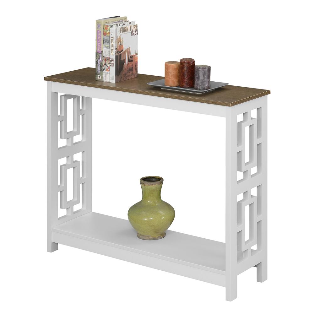 Town Square Console Table with Shelf, Driftwood/White. Picture 1