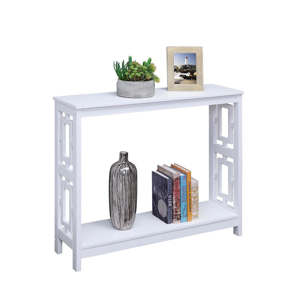 Town Square Console Table with Shelf, White. Picture 1