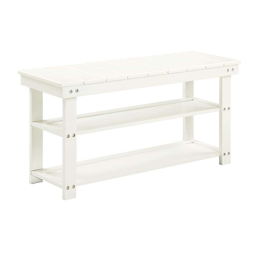 Oxford Utility Mudroom Bench with Shelves, White. Picture 1