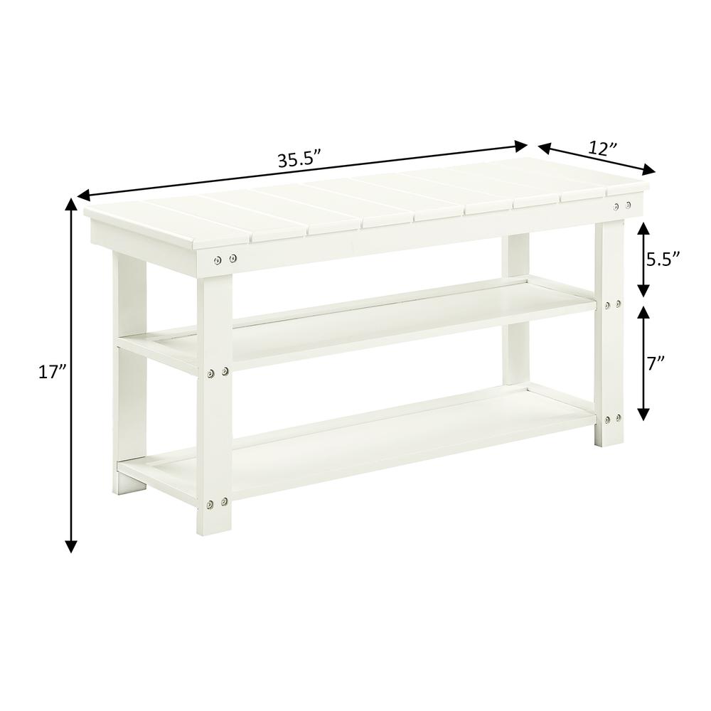 Oxford Utility Mudroom Bench with Shelves, White. Picture 4