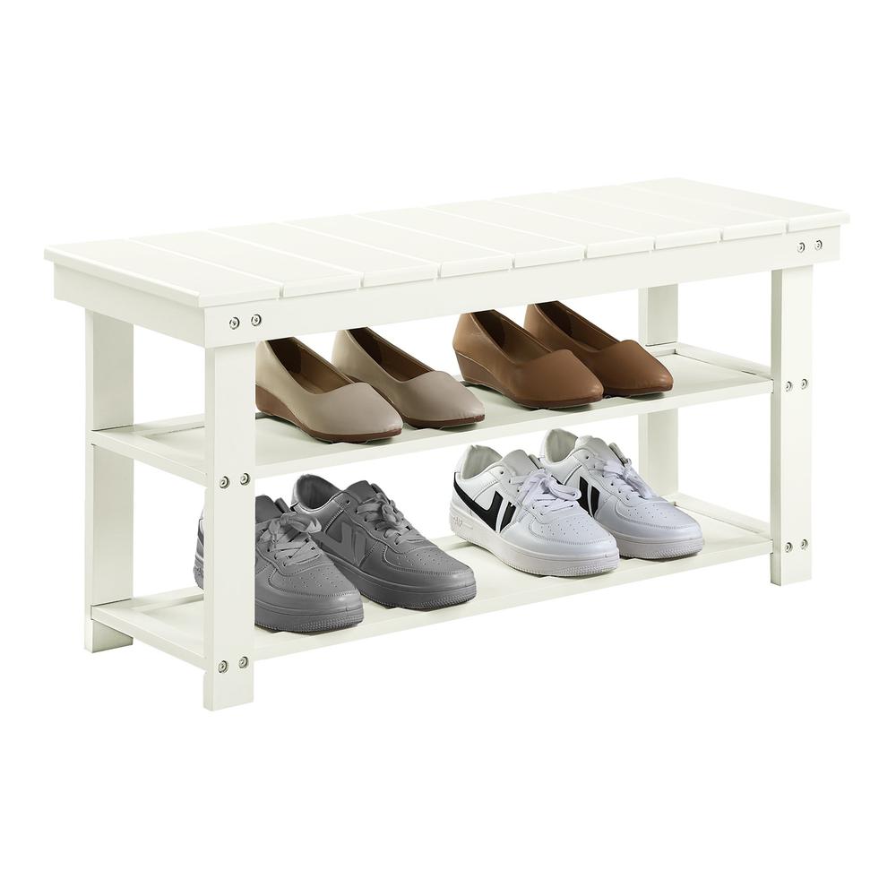 Oxford Utility Mudroom Bench with Shelves, White. Picture 2