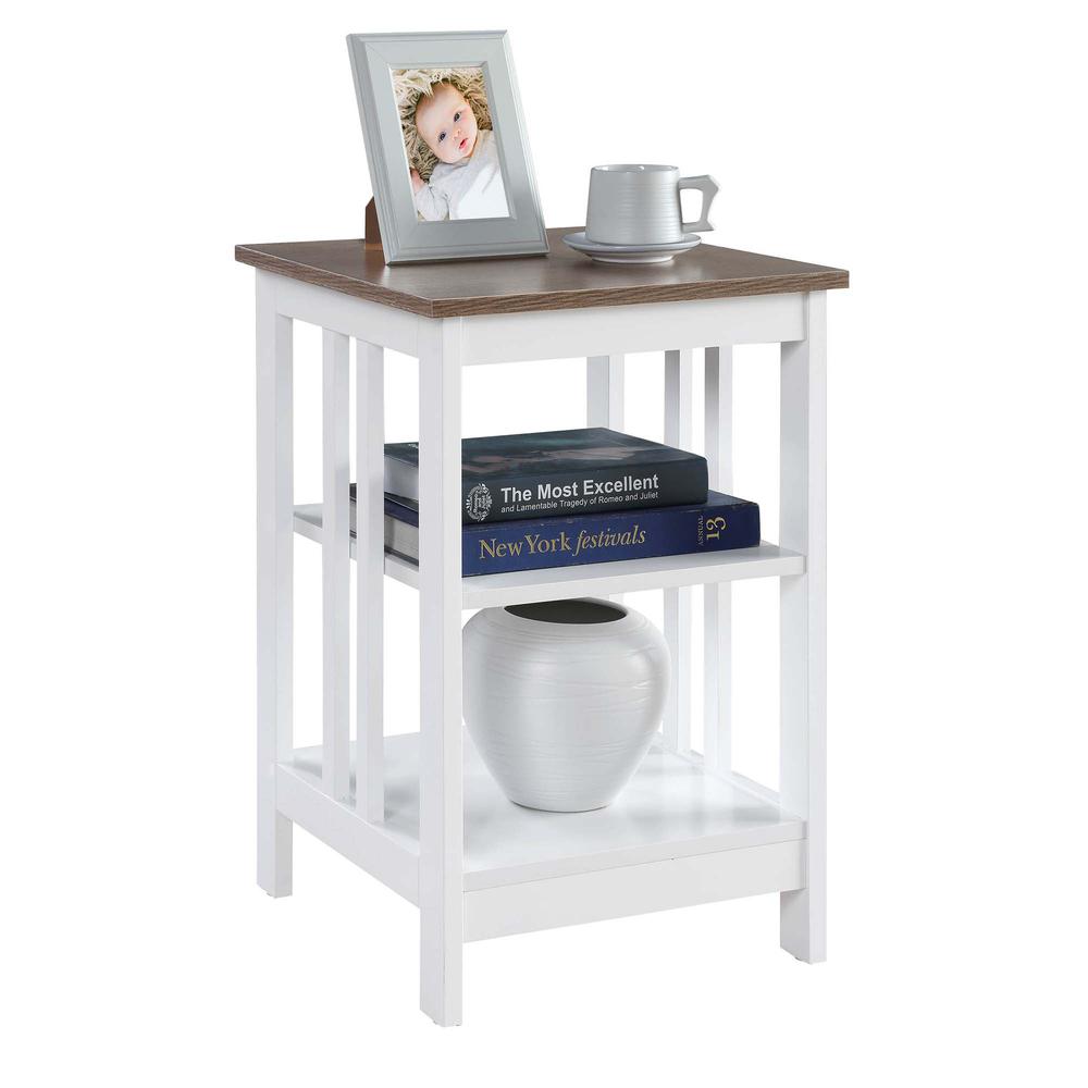 Mission End Table, Driftwood/White. Picture 1