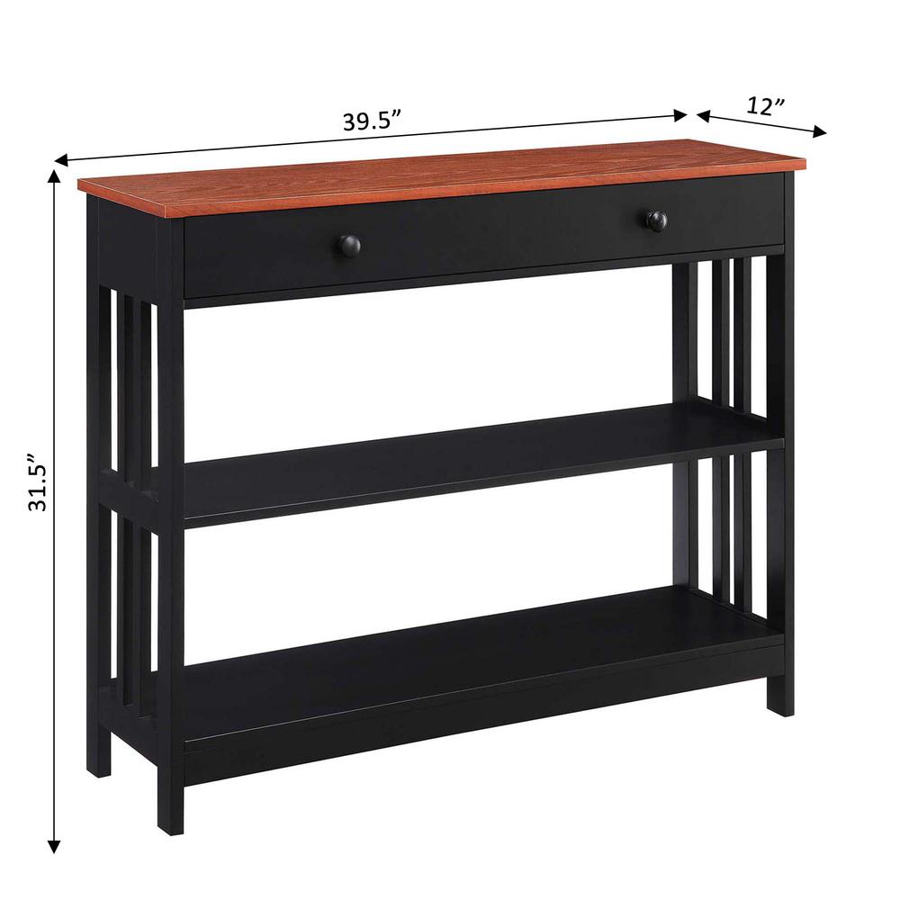 Mission 1 Drawer Console Table with Shelves. Picture 5