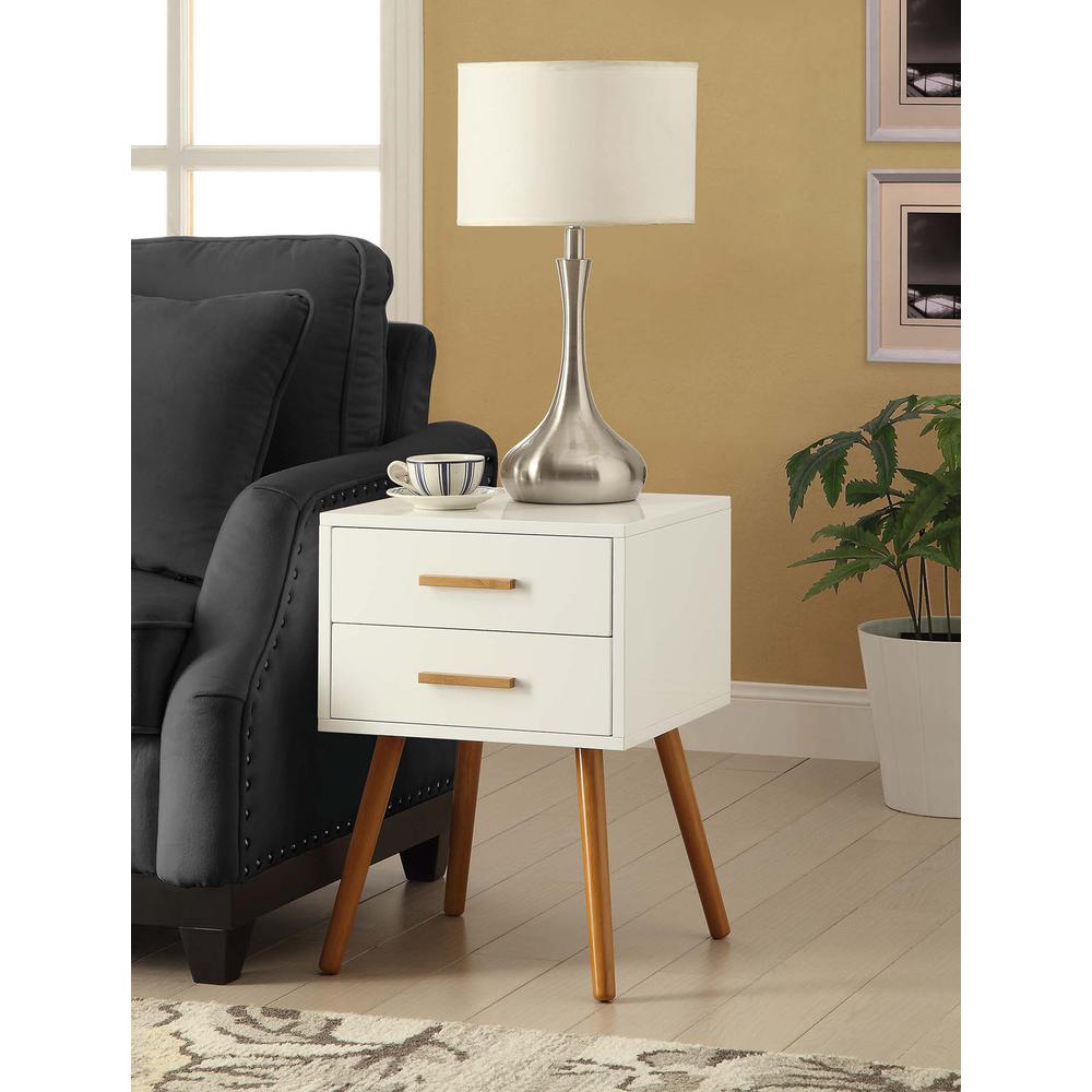 Oslo 2 Drawer End Table White. Picture 1