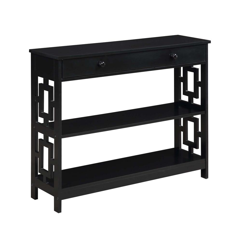 Town Square 1 Drawer Console Table, Black. Picture 1