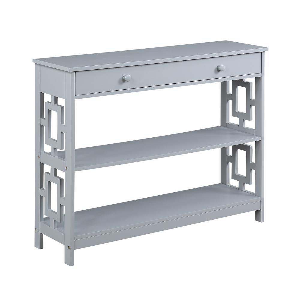 Town Square 1 Drawer Console Table, Gray. Picture 1