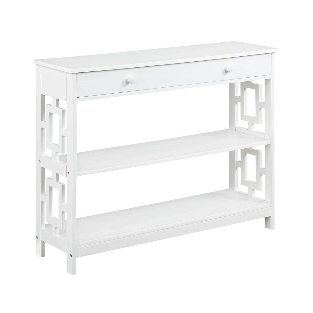 Town Square 1 Drawer Console Table, White. Picture 1