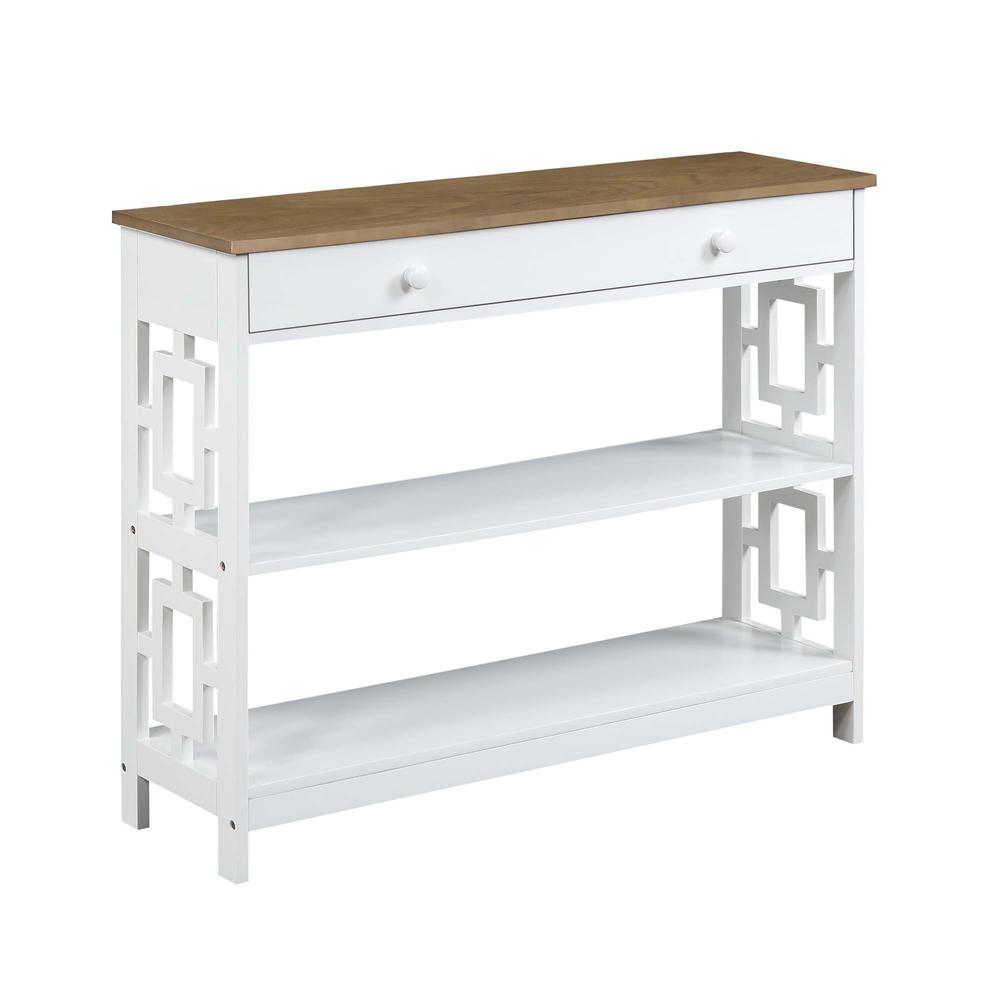 Town Square 1 Drawer Console Table, Driftwood/White. Picture 1