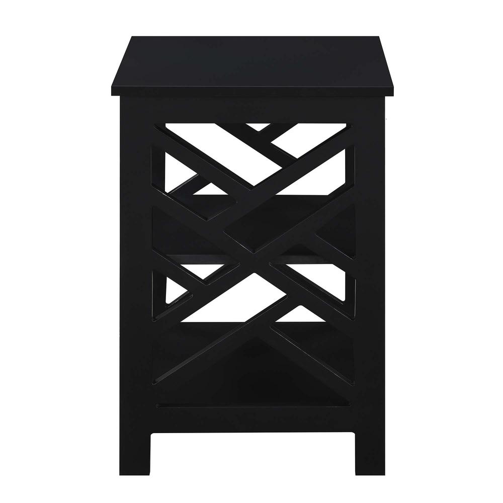 Titan End Table with Shelves, Black. Picture 1