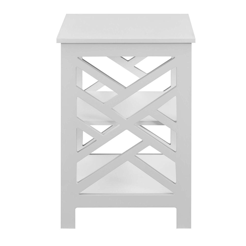 Titan End Table with Shelves, White. Picture 1