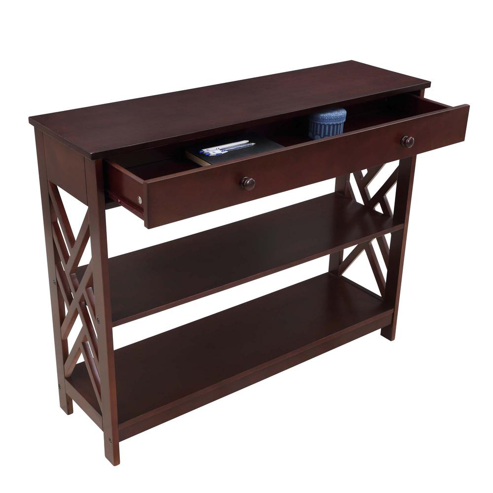 Titan 1 Drawer Console Table with Shelves, Espresso. Picture 3