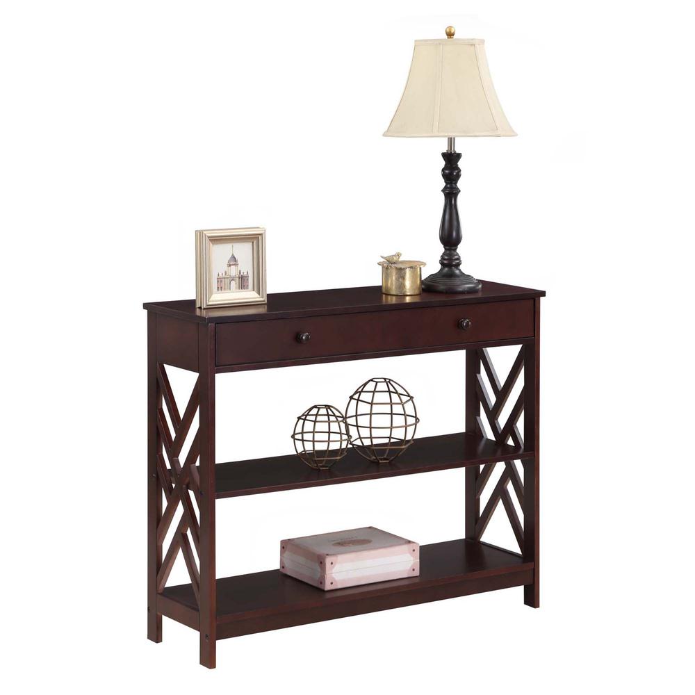Titan 1 Drawer Console Table with Shelves, Espresso. Picture 1