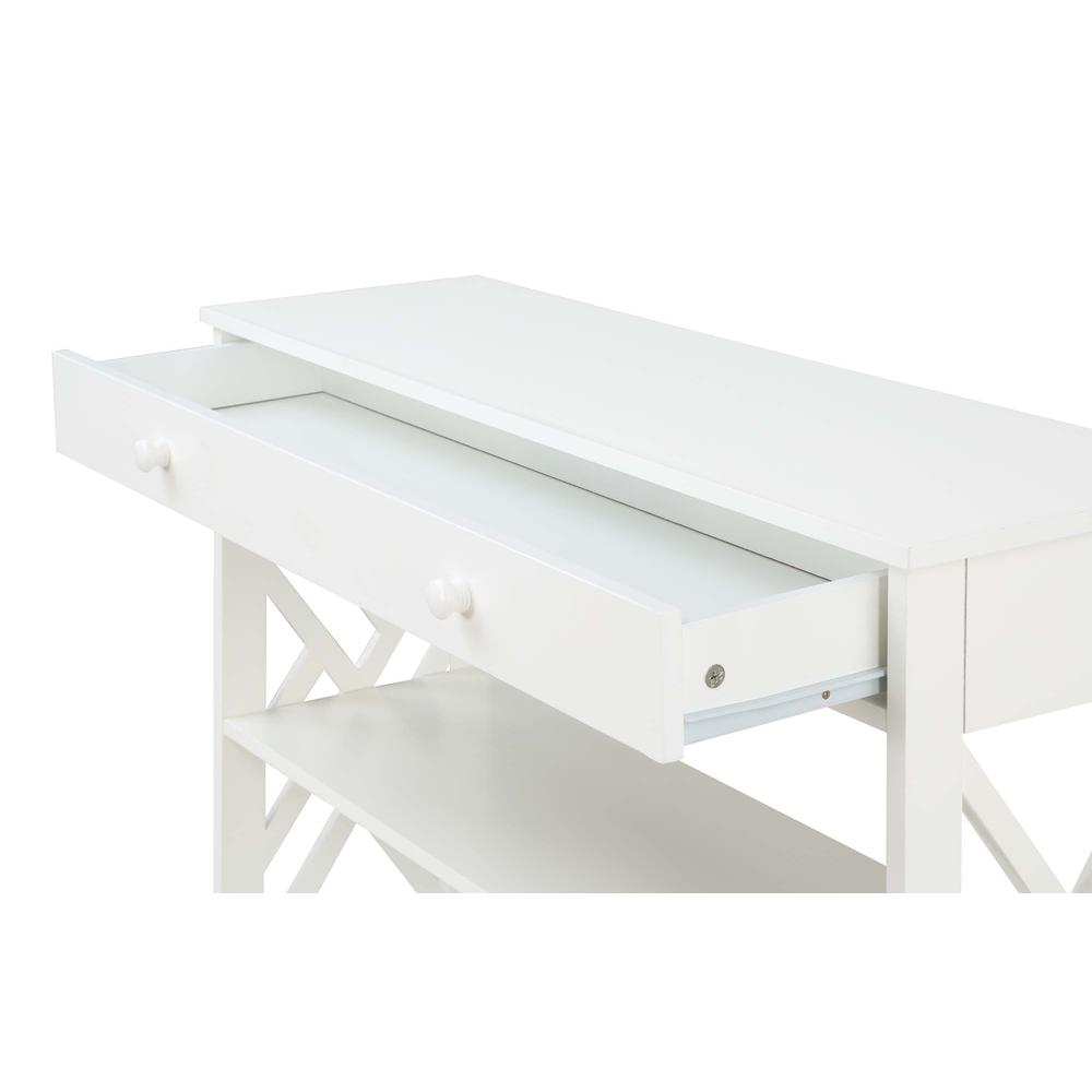 Titan 1 Drawer Console Table with Shelves, White. Picture 2