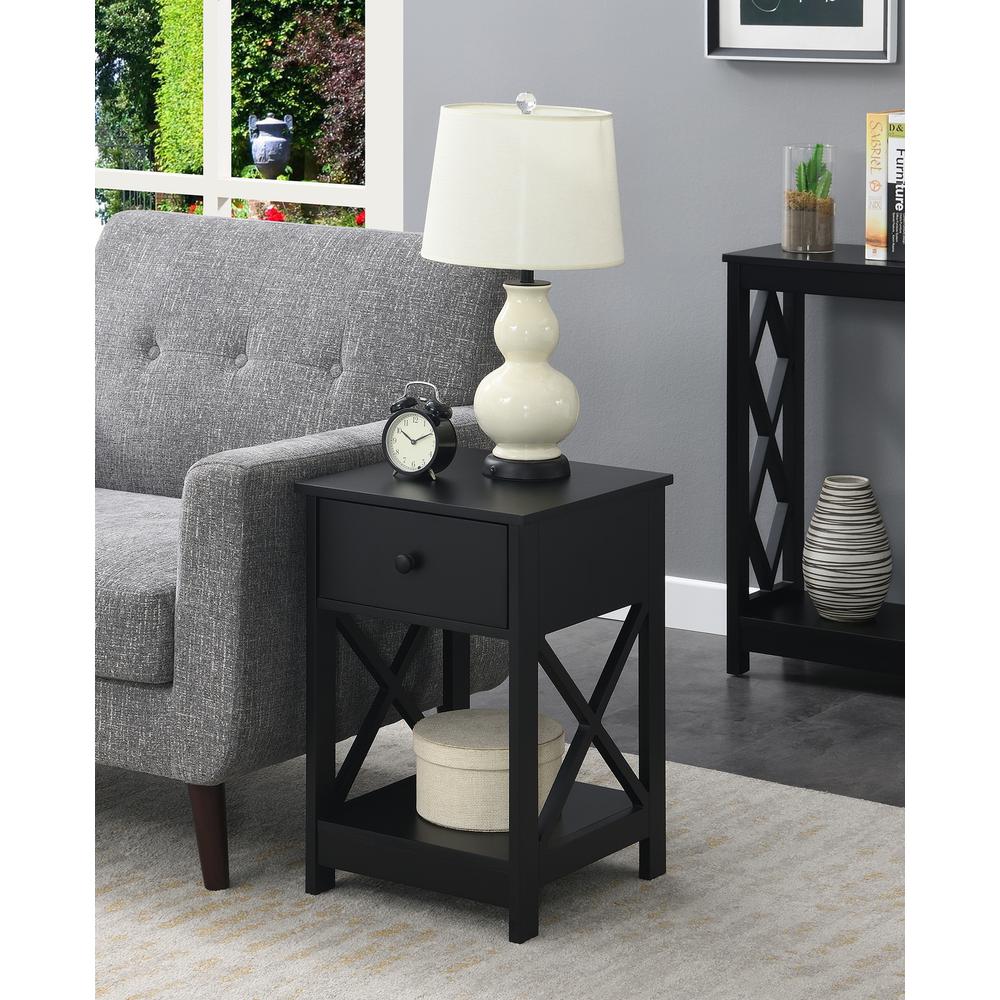 Oxford 1 Drawer End Table Black. Picture 4