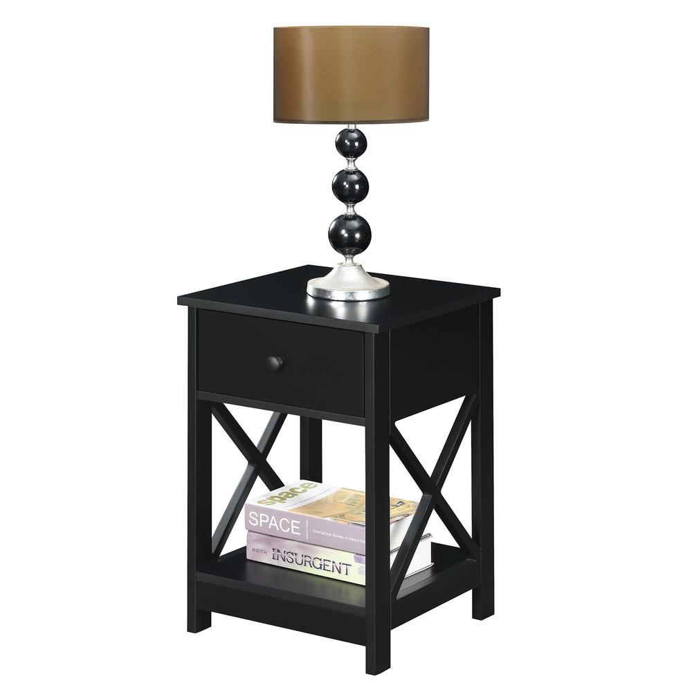 Oxford 1 Drawer End Table Black. Picture 2