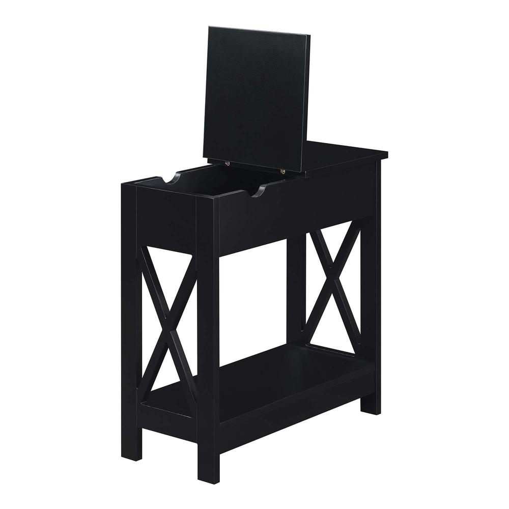 Oxford Flip Top End Table with Charging Station Black. Picture 3