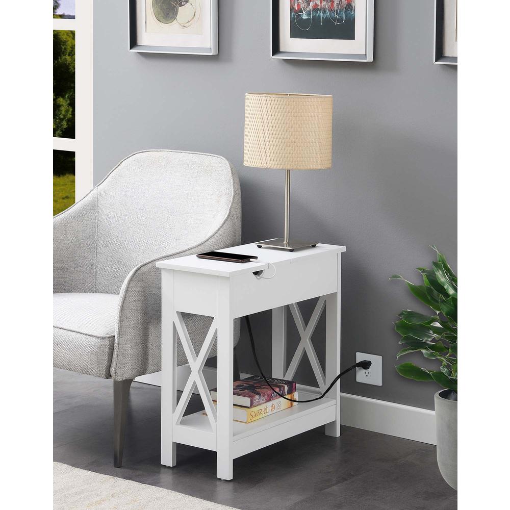 Oxford Flip Top End Table with Charging Station and Shelf. Picture 2
