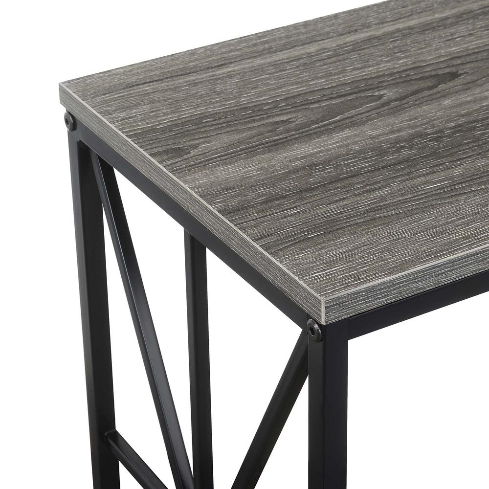 Tucson Starburst Chairside End Table with Charging Station and Shelf, Weathered Gray/Black. Picture 6
