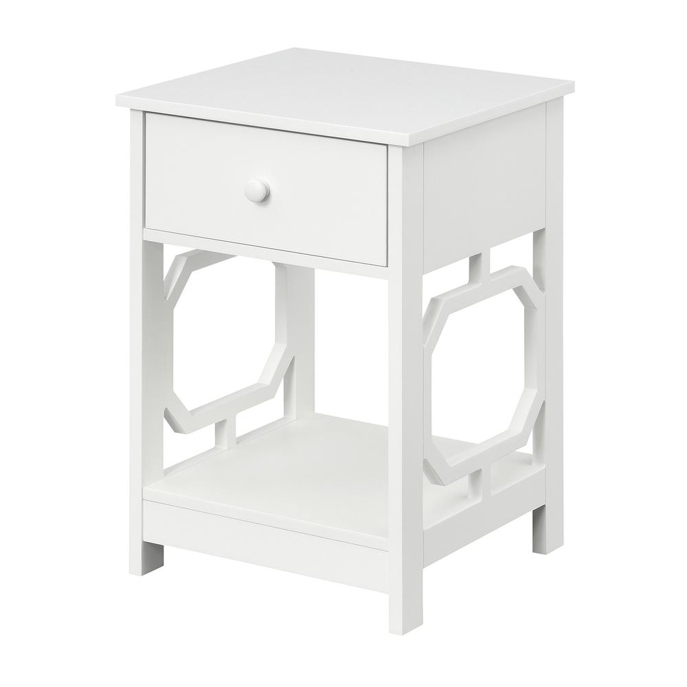 Omega 1 Drawer End Table White. Picture 1
