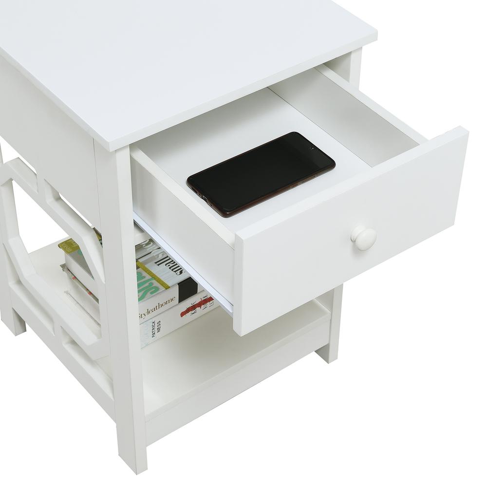 Omega 1 Drawer End Table White. Picture 3
