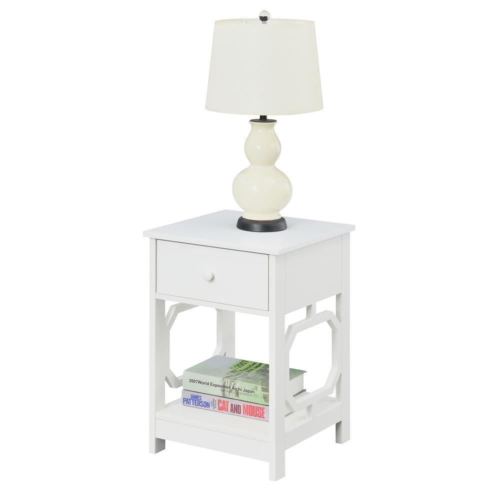 Omega 1 Drawer End Table White. Picture 2