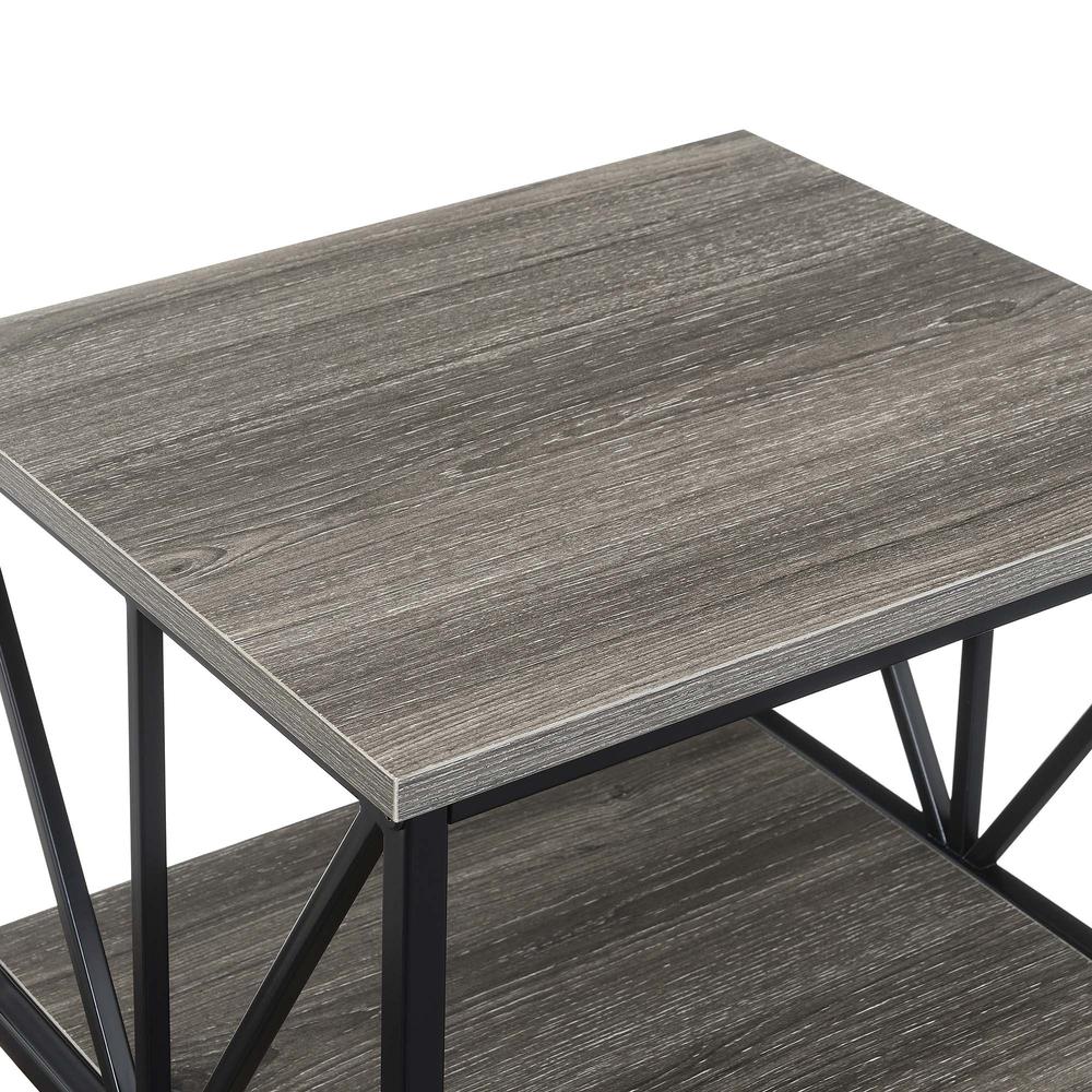 Tucson Starburst End Table with Shelves, Weathered Gray/Black. Picture 4