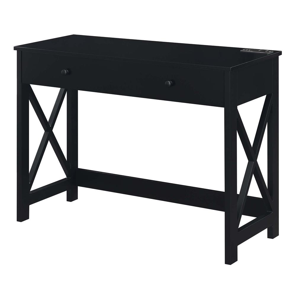 Oxford 42 inch Desk with Charging Station Black. Picture 3