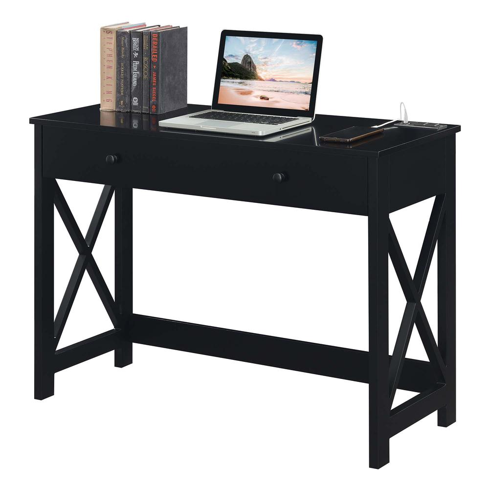 Oxford 42 inch Desk with Charging Station Black. Picture 2