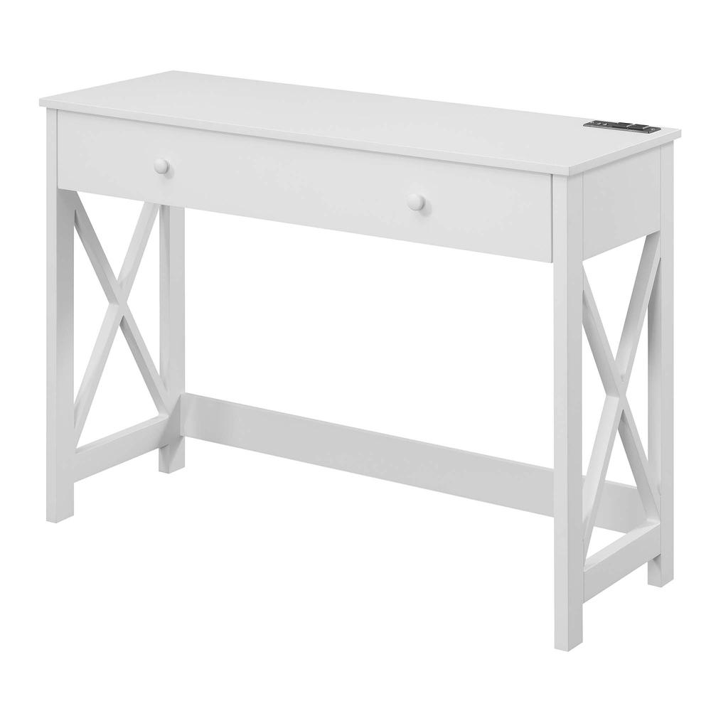 Oxford 42 inch Desk with Charging Station White. Picture 3