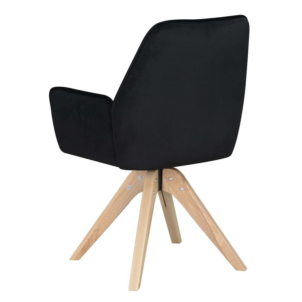 Take a Seat Miranda Swivel Accent Chair, Velvet Black/Natural Wood. Picture 3