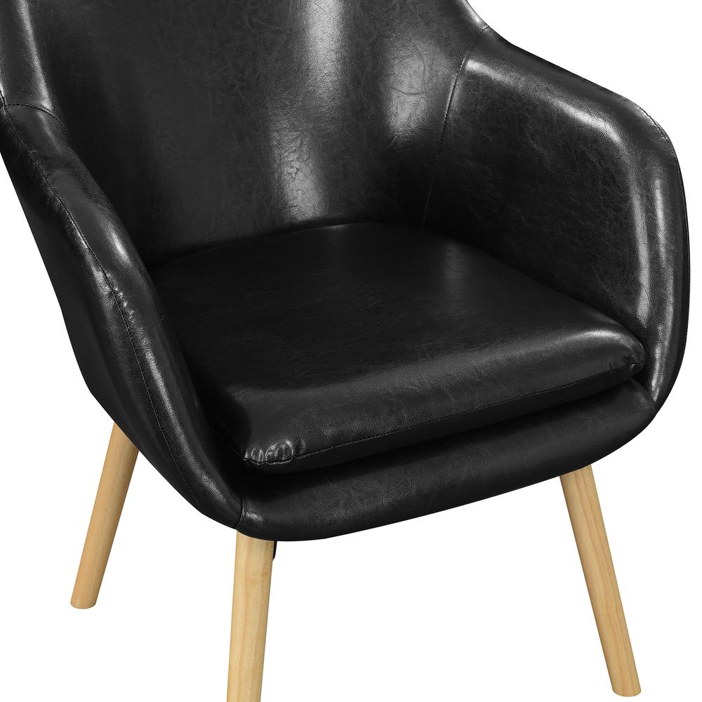 Take a Seat Charlotte Accent Chair, Black Faux Leather. Picture 7