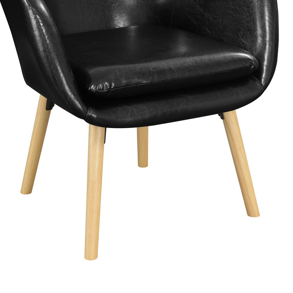 Take a Seat Charlotte Accent Chair, Black Faux Leather. Picture 8
