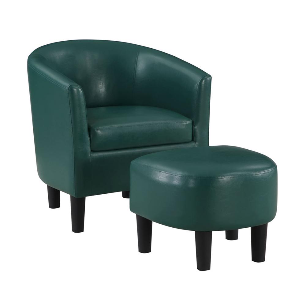 Take a Seat Churchill Accent Chair with Ottoman, Green. Picture 1