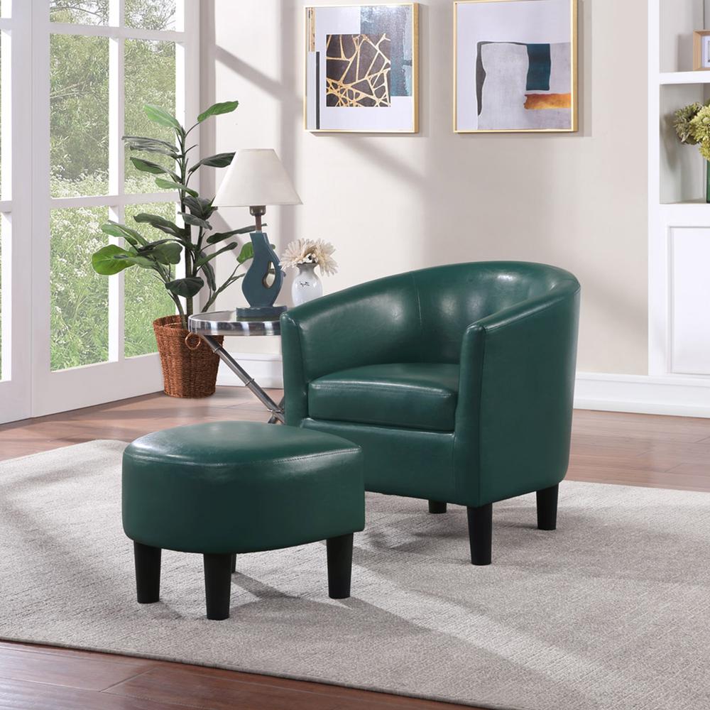 Take a Seat Churchill Accent Chair with Ottoman, Green. Picture 2