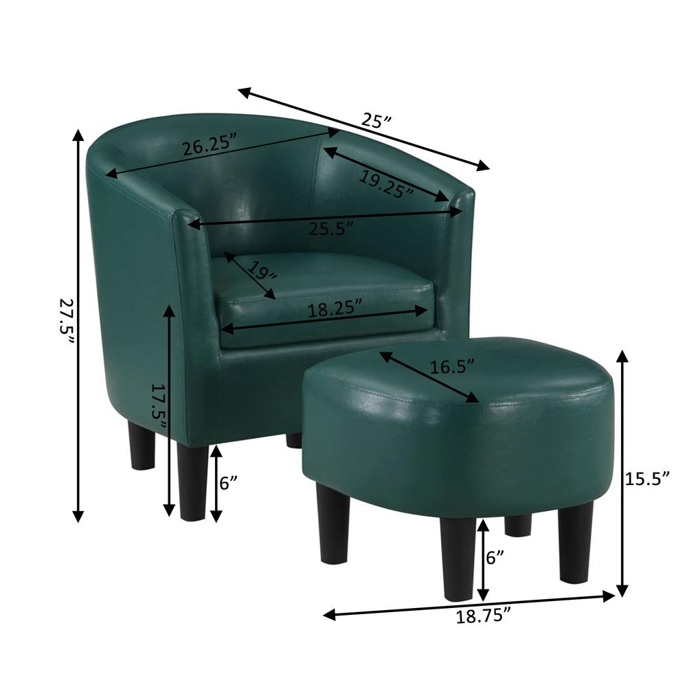 Take a Seat Churchill Accent Chair with Ottoman, Green. Picture 9