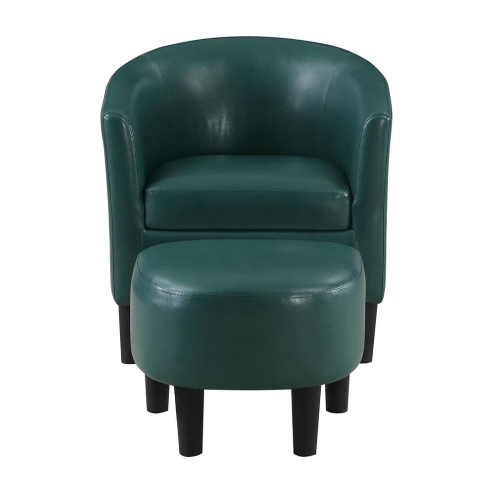 Take a Seat Churchill Accent Chair with Ottoman, Green. Picture 4