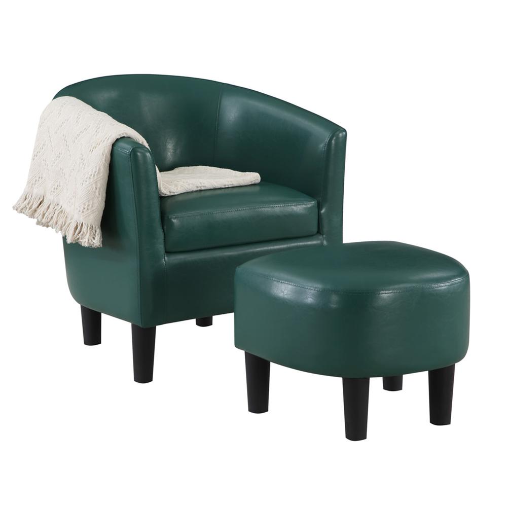 Take a Seat Churchill Accent Chair with Ottoman, Green. Picture 3