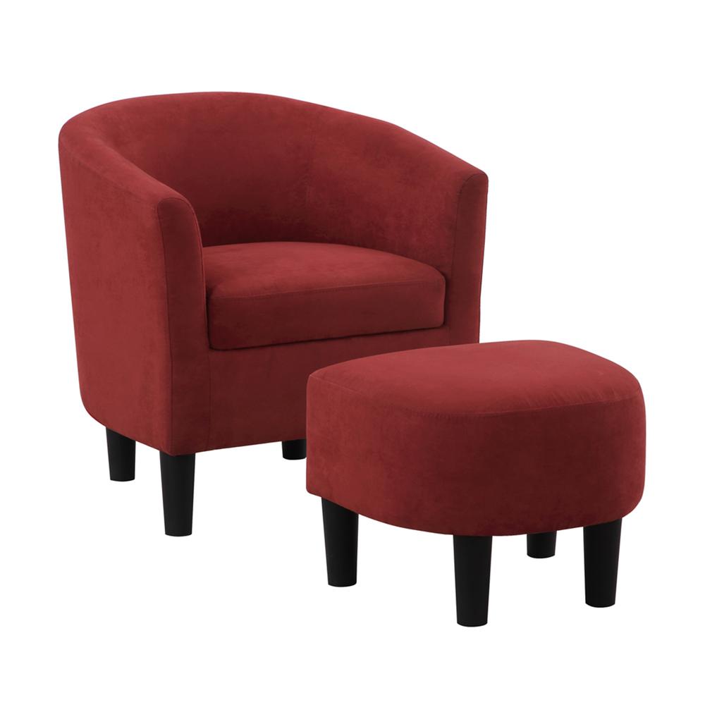 Take a Seat Churchill Accent Chair with Ottoman, Red. Picture 1