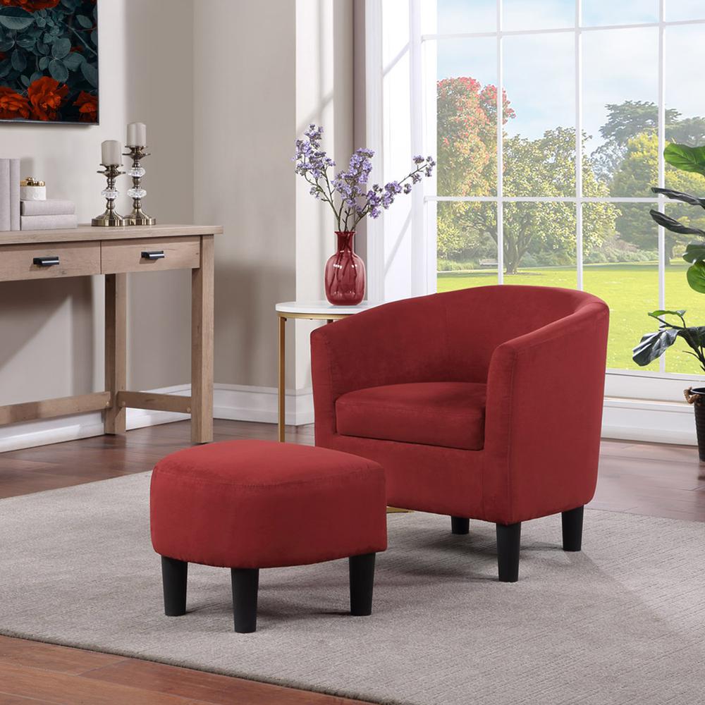 Take a Seat Churchill Accent Chair with Ottoman, Red. Picture 2