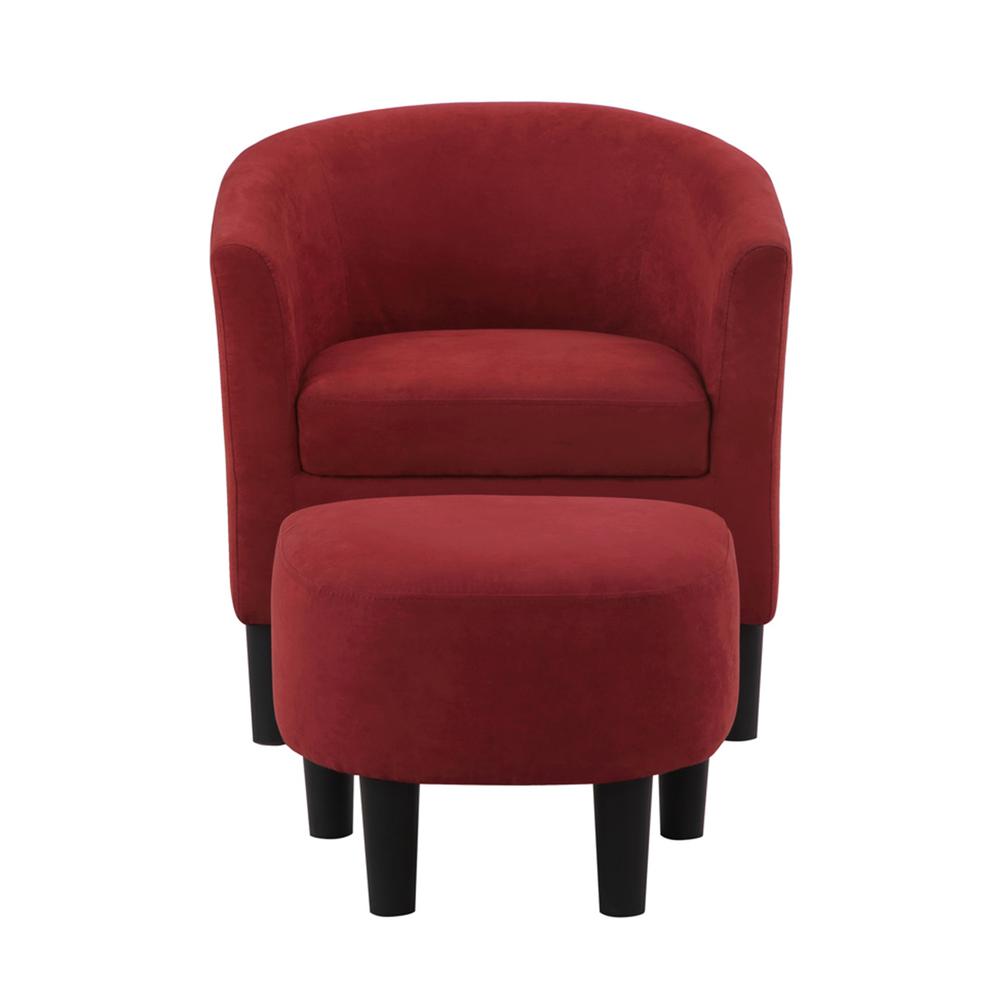 Take a Seat Churchill Accent Chair with Ottoman, Red. Picture 4