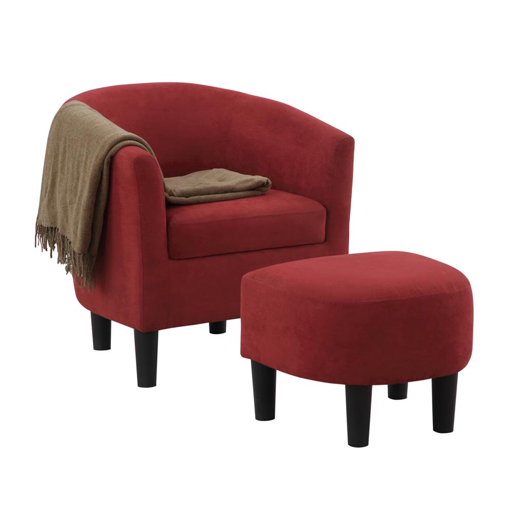 Take a Seat Churchill Accent Chair with Ottoman, Red. Picture 3