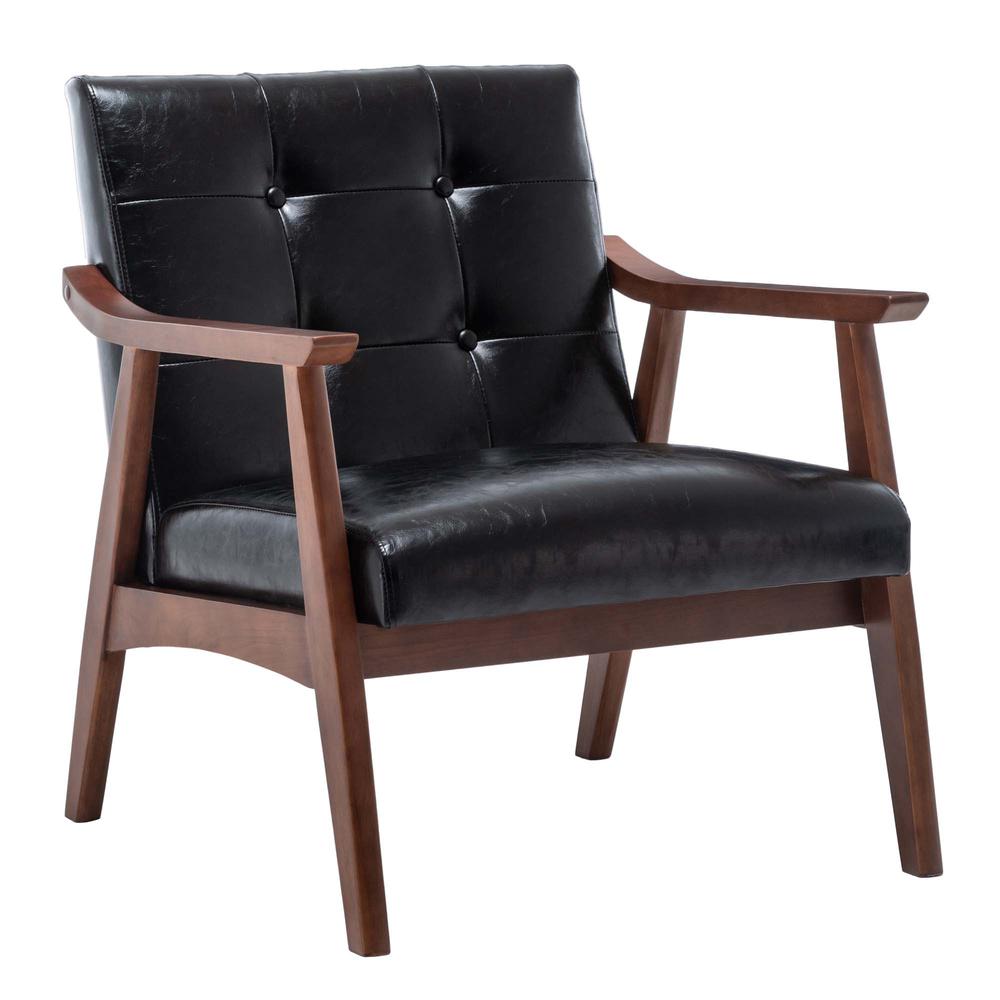 Take a Seat Natalie Accent Chair Black Faux Leather/Espresso. The main picture.