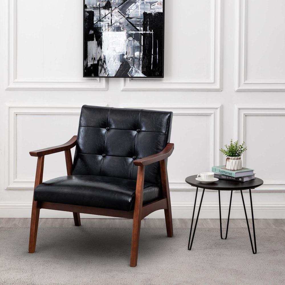 Take a Seat Natalie Accent Chair Black Faux Leather/Espresso. Picture 2