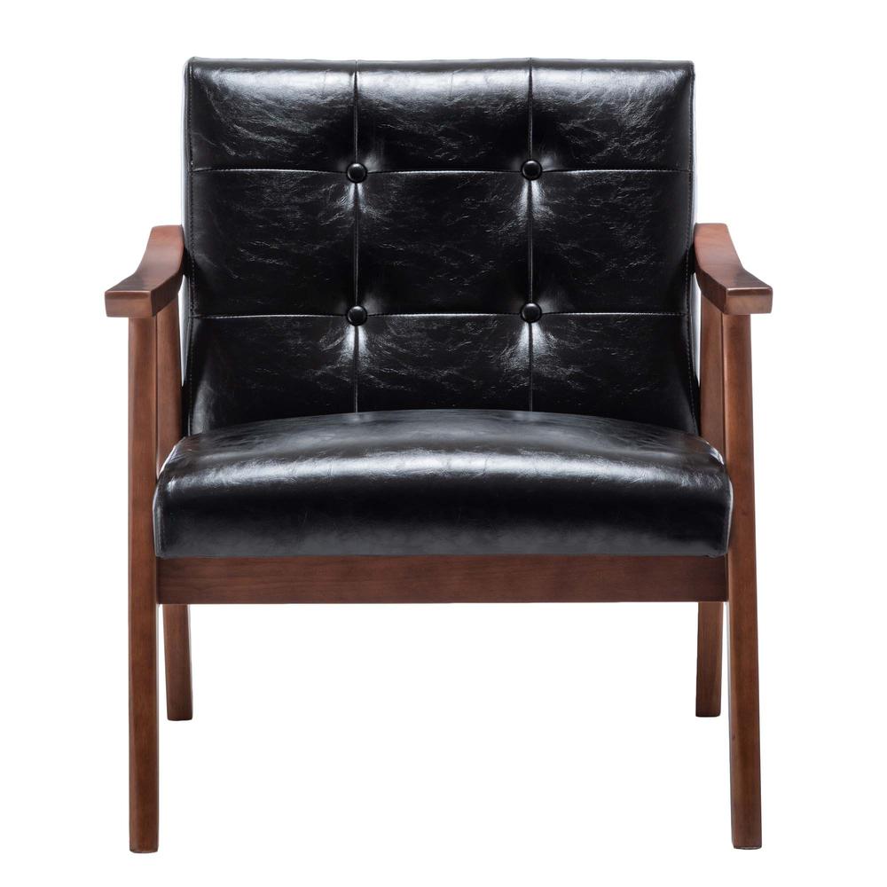 Take a Seat Natalie Accent Chair Black Faux Leather/Espresso. Picture 3