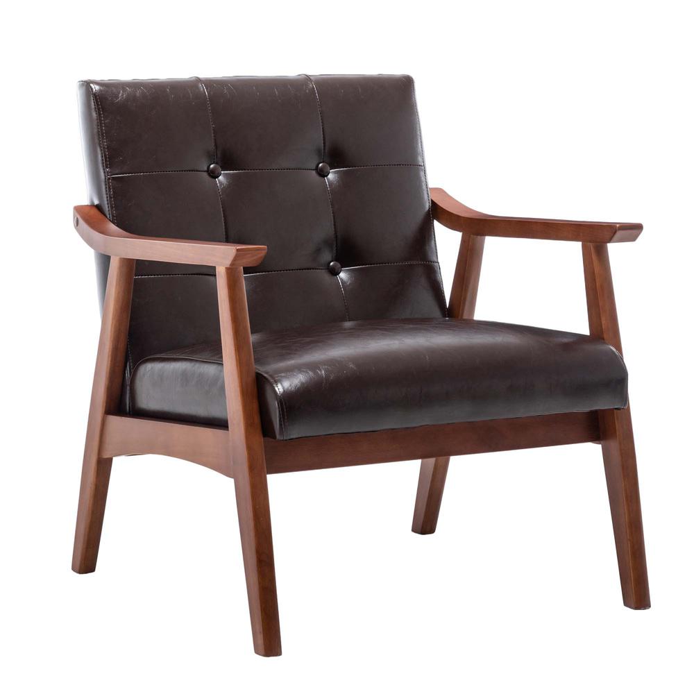 Take a Seat Natalie Accent Chair Espresso Faux Leather/Espresso. Picture 1