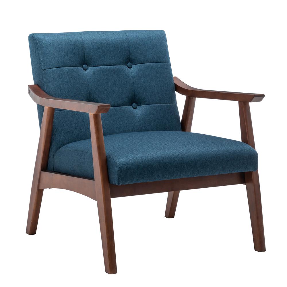 Take a Seat Natalie Accent Chair Dark Blue Fabric/Espresso. Picture 1
