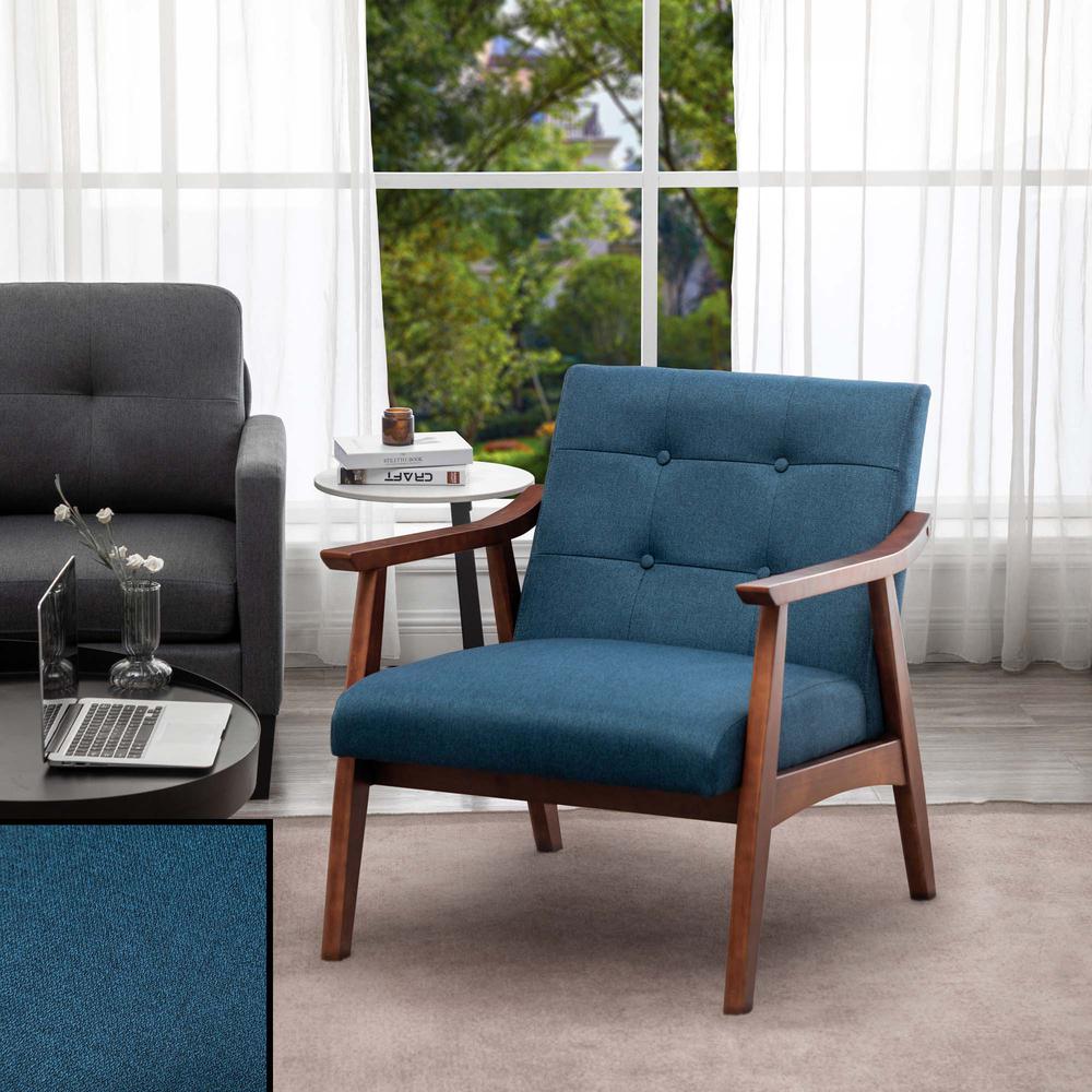 Take a Seat Natalie Accent Chair Dark Blue Fabric/Espresso. Picture 2