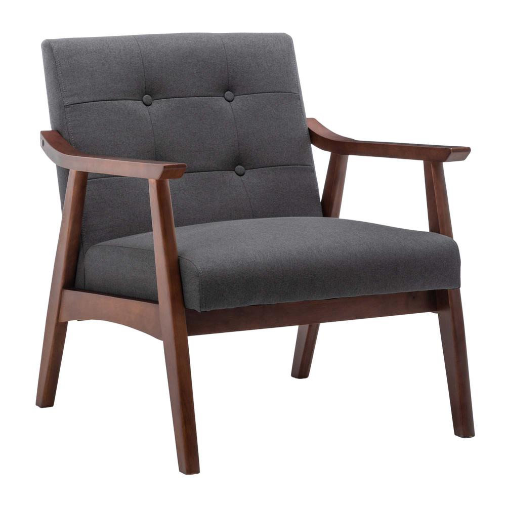 Take a Seat Natalie Accent Chair Dark Gray Fabric/Espresso. Picture 1