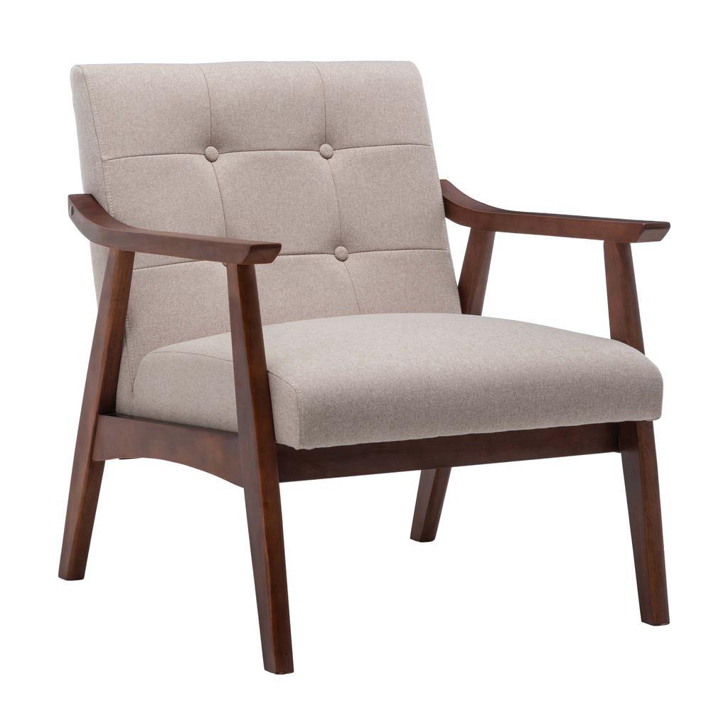Take a Seat Natalie Accent Chair Sandy Beige Fabric/Espresso. Picture 1