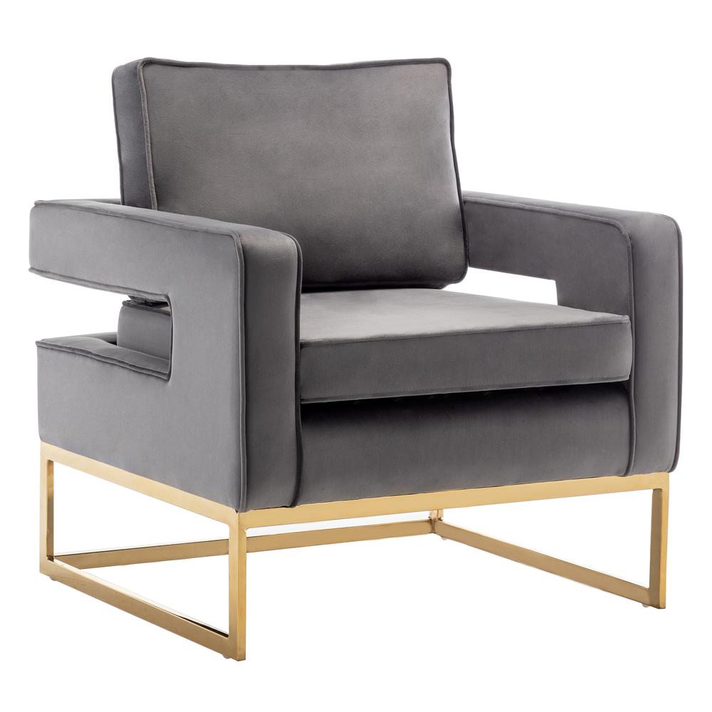 Take a Seat Carrie Velvet Accent Lounge Armchair with Gold Base. Picture 1